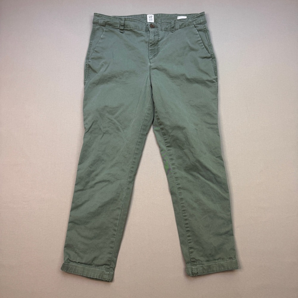 Gap For Good Womens 8 Girlfriend Khaki Pants Olive Green Chino Straight Leg